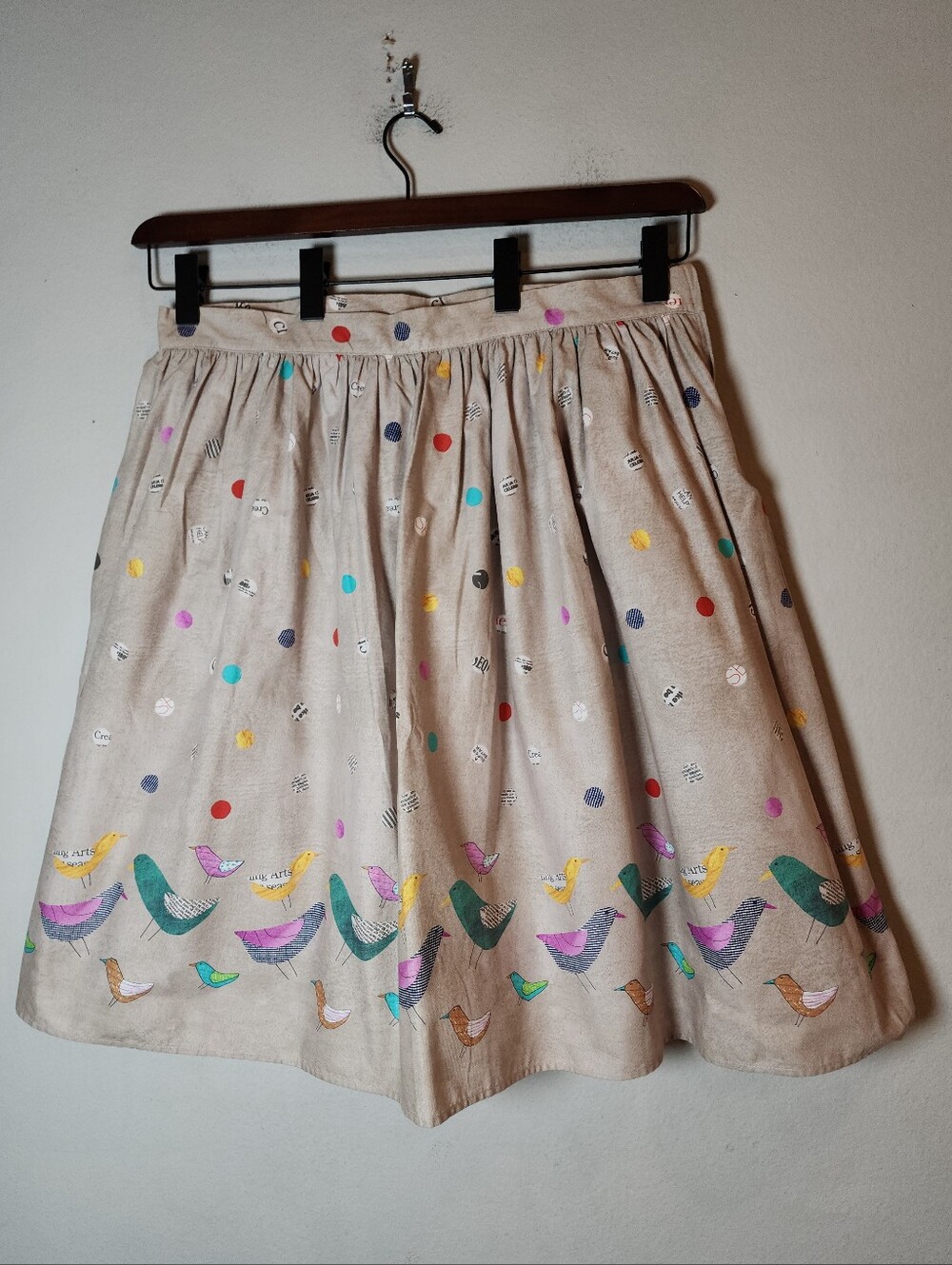 Modcloth Bea And Dot Bird Print Skirt 100% Cotton Women's Size 2X - Picture 7 of 15